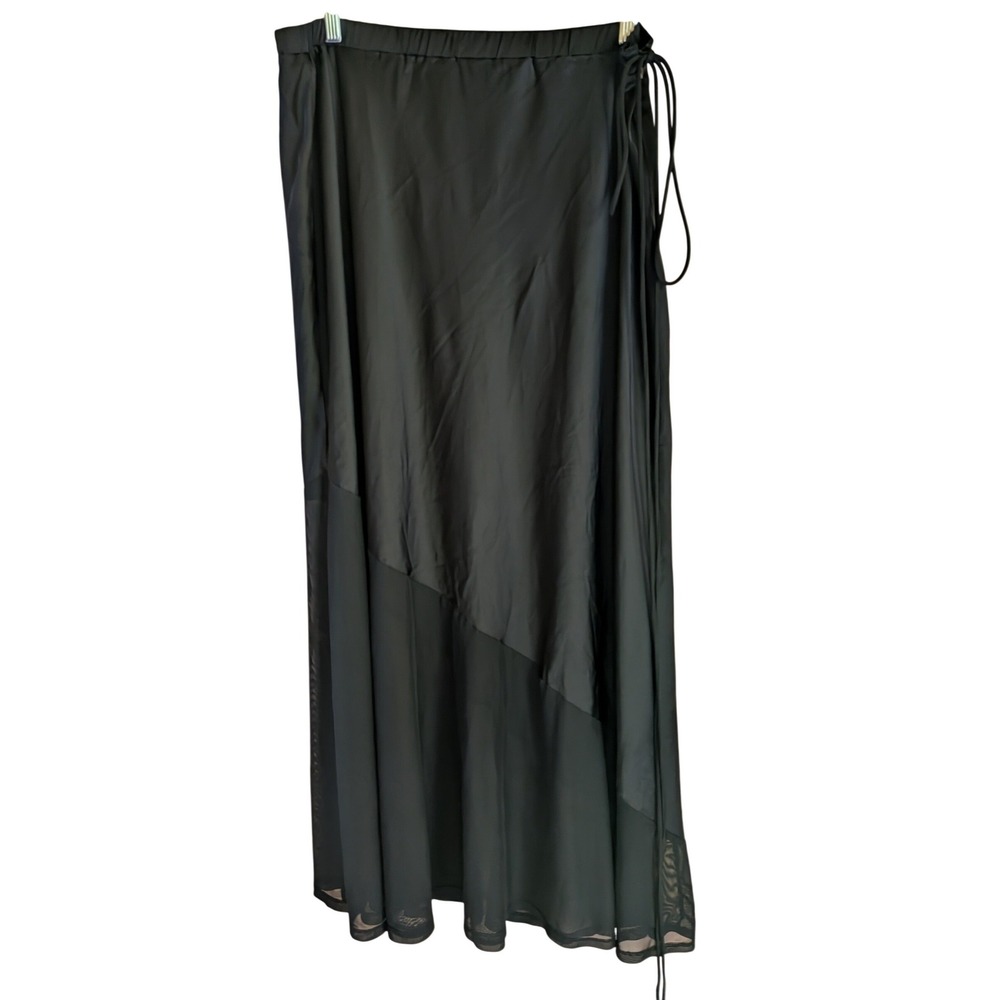 Foxblood Maxi Skirt 2XL Gothic Grunge Alt Sheer Mesh Asymmetrical Tie Waist Vamp